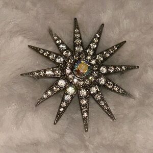 Vintage Monet Starburst Brooch with Crystals